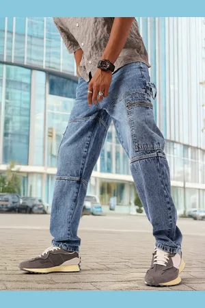 Kook N Keech Men Rebel Edge Boyfriend Fit Faded Cargo Jeans