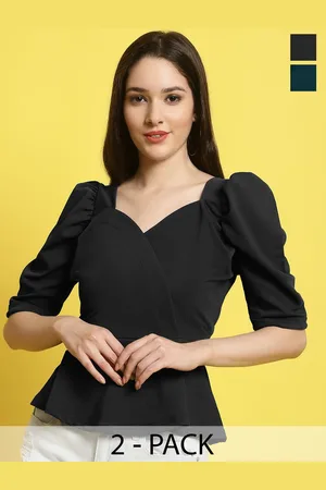 Metronaut Women Pack Of 2 Sweetheart Neck Peplum Top