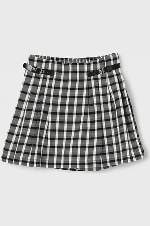 Lifestyle Girls Checked Pure Cotton A-Line Knee Length Skirts