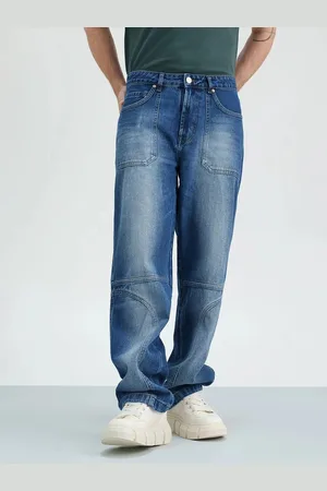 FREAKINS Men Straight Fit Mid-Rise Heavy Fade Jeans