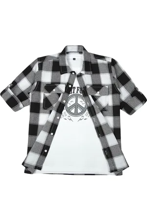 CAVIO Boys Pack Of 2 Comfort Spread Collar Tartan Checked Cotton Casual Shirts