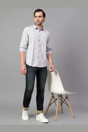 CANTABIL Men Spread Collar Abstract Printed Cotton Slim Fit Casual Shirt