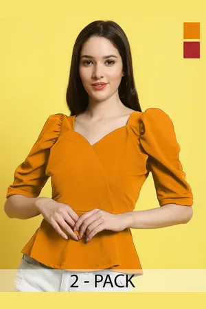 Metronaut Women Puff Sleeves Crop Top