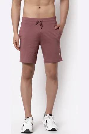 Red Tape Men Mauve Pure Cotton Training or Gym Sports Shorts