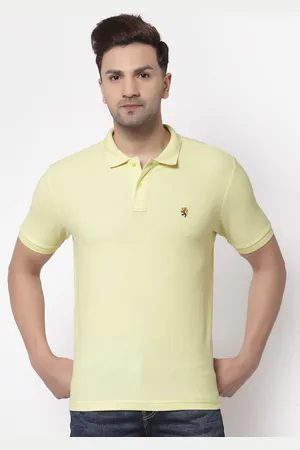 Red Tape Men Yellow Pure Cotton Polo Collar T-shirt