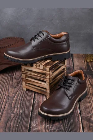 LOUIS STITCH Men Brunette Brown Lace up Biker Boots