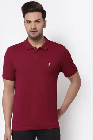 Red Tape Men Maroon Polo Collar Pure Cotton T-shirt