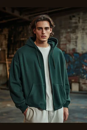 NOBERO Men Zipper Hooded Sweatshirt