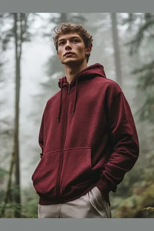 NOBERO Men Zipper Hooded Sweatshirt