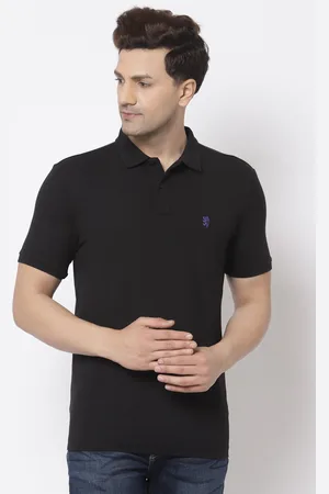 Red Tape Men Black Polo Collar Pure Cotton T-shirt