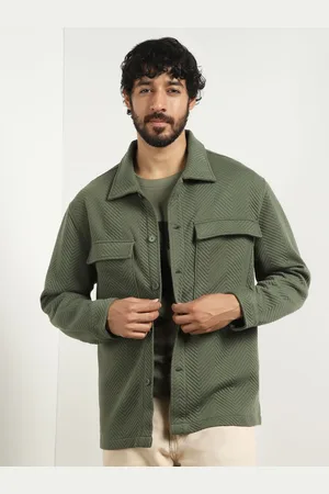 NOBERO Men Relaxed Spread Collar Textured Casual Shirt