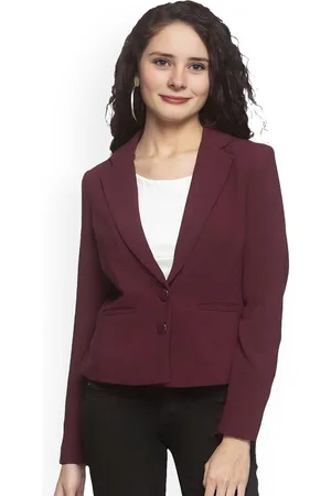 BAESD Women Notched Lapel Collar Single-Breasted Formal Blazer