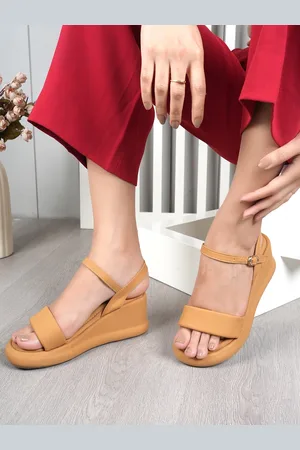 LAVIE Women tan Party Platform Synthetic Patent Backstrap Open Toe Pumps Heels