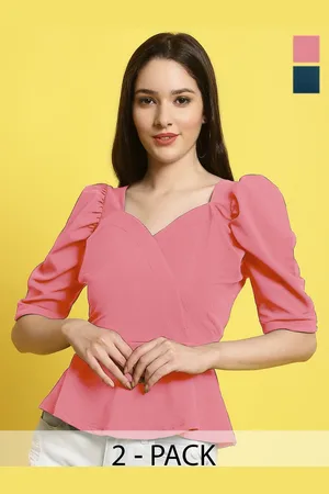 Metronaut Women Puff Sleeves Crop Top