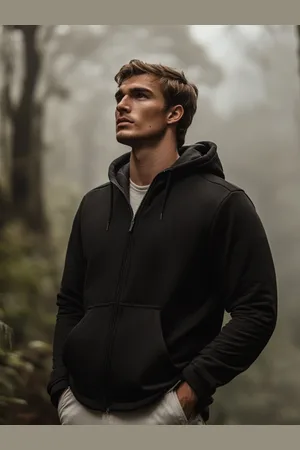 NOBERO Men Zipper Hooded Sweatshirt