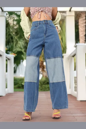 DressBerry Women Street Vibe Colourblock Baggy Jeans
