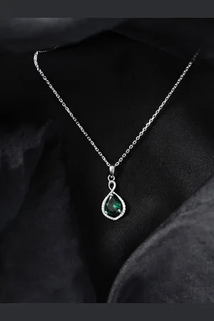 CLARA Rhodium Plated 925 Sterling Silver Cubic Zirconia Pendant with Chain