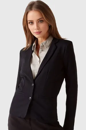 BAESD Women Notched Lapel Collar Single Breasted Formal Blazer