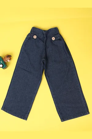 V-Mart Girls Wide Leg Low Distress Cotton Jeans