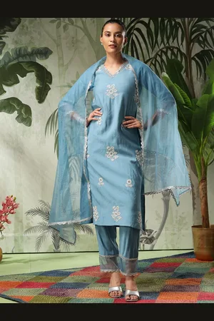 Bani Women Floral Embroidered Regular Pure Silk Straight Kurta with Trousers & Dupatta