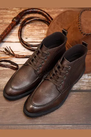 LOUIS STITCH Men Brunette Brown Egyptian Milled Leather Mid-Top Chukka Boots