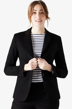 BAESD Women Notched Lapel Collar Single Breasted Formal Blazer