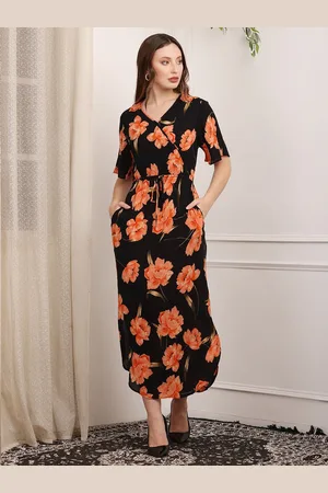 DEBONATELLA Women Floral Printed Tie-Ups Tiered A-Line Dress