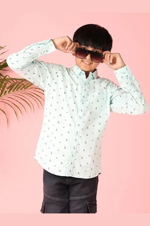 V-Mart Boys Spread Collar Micro Ditsy Printed Cotton Casual Shirt