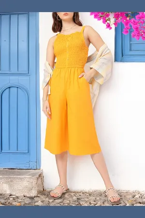 DressBerry Sunshine Styles Smocked Culotte Jumpsuit