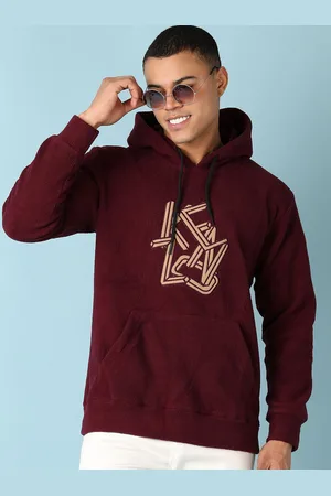 V-Mart Men Typography Printed Hood Cotton Pullover Sweatshirt