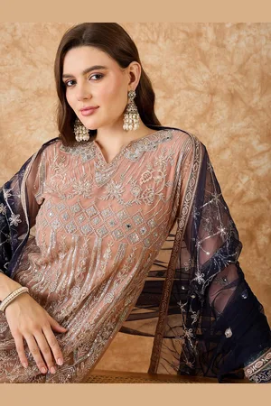 Sangria Floral Embroidered Unstitched Dress Material