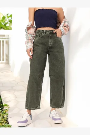 DressBerry Women Baggy Basics Skater Fit Cropped Jeans