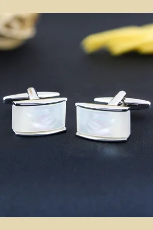 PELUCHE Men Silver-Toned & Plated Rectangle Cufflinks