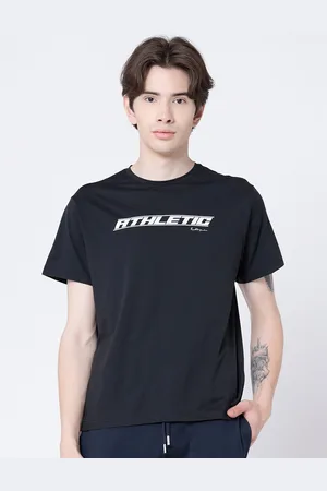 Red Tape Men Black Graphic Print Activewear T-Shirt