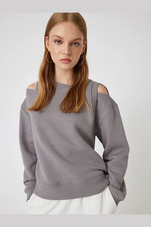 Koton Women Solid Round Neck Cotton Pullover Sweatshirt