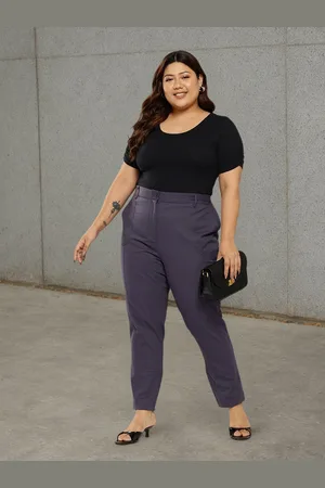 Sztori Women Plus Size Pure Cotton Formal Trousers