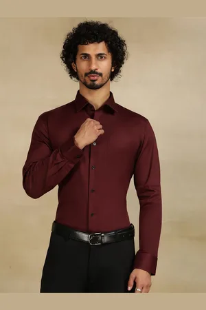 JADE BLUE Men Cutaway Collar Textured Cotton Slim Fit Formal Shirt
