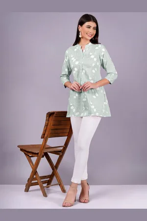 JC4U Women Floral Printed Mandarin Collar Shirt Style Top