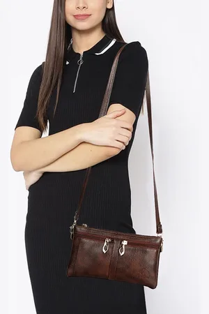 THE CLOWNFISH Tiffany Brown Textured Leather Purse