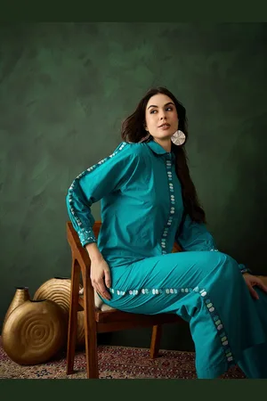 Sangria Shirt Collar Pure Cotton Shirt & Trouser