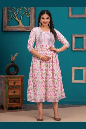 BAESD Women Floral Printed Maternity Cotton Fit & Flare Dress
