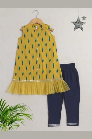 The Magic Wand Girls Ethnic Motifs Printed Regular Pure Cotton Kurta with Salwar