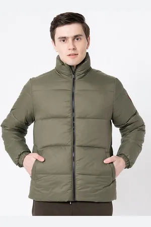 Red Tape Men Olive Green Solid Padded Jacket