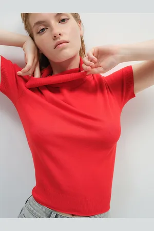 H&M Women Fine-Knit Polo-Neck Top