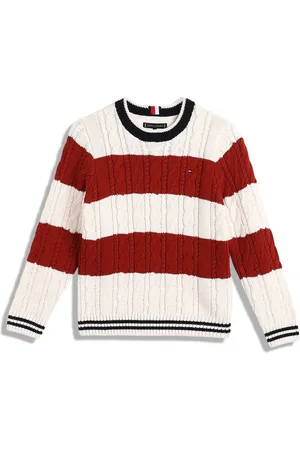 Tommy Hilfiger Girls Cable Knit Striped Pullover