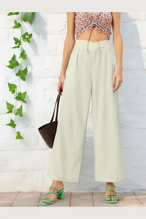 DressBerry Women Elegant Essence Stylised Waist High-Rise Pleated Trousers