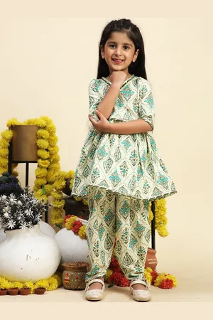Cutiekins Girls Ethnic Motifs Printed Regular Kurta with Dhoti Pants