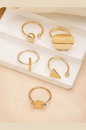 karatcart Set Of 5 Gold-Plated Finger Rings