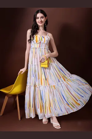 Kalini Women Abstract Printed Tiered Flared Maxi Dress