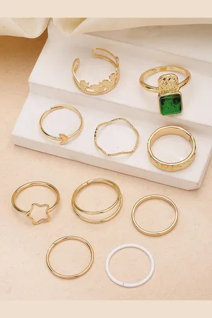 karatcart 10Pcs Gold-Plated Intricate Details Finger Ring
